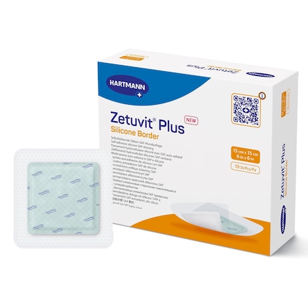 Zetuvit Plus Silicone Border Super Absorbent Dressing, 6 x 6 Inch, Sterile, 10PK 413903